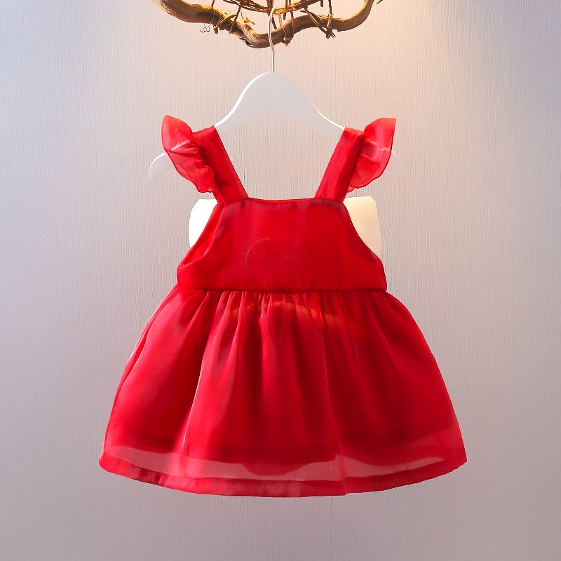 DPB100 NEW Dress polos tanpa lengan anak motif pita super besar