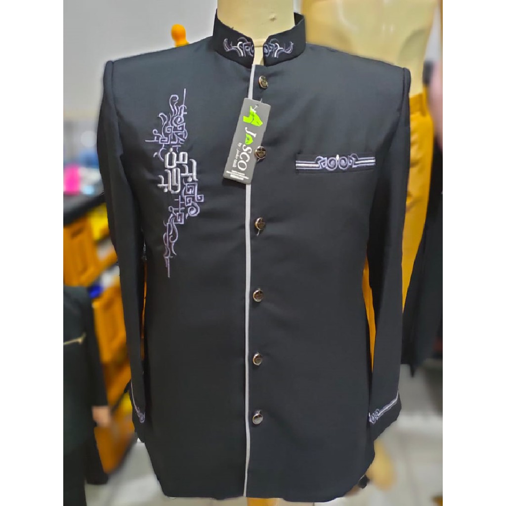 Jasko Tasik Warna Hitam Motif MJD Bordir Berkualitas Modern / Baju Koko / Busana Muslim / Baru / COD