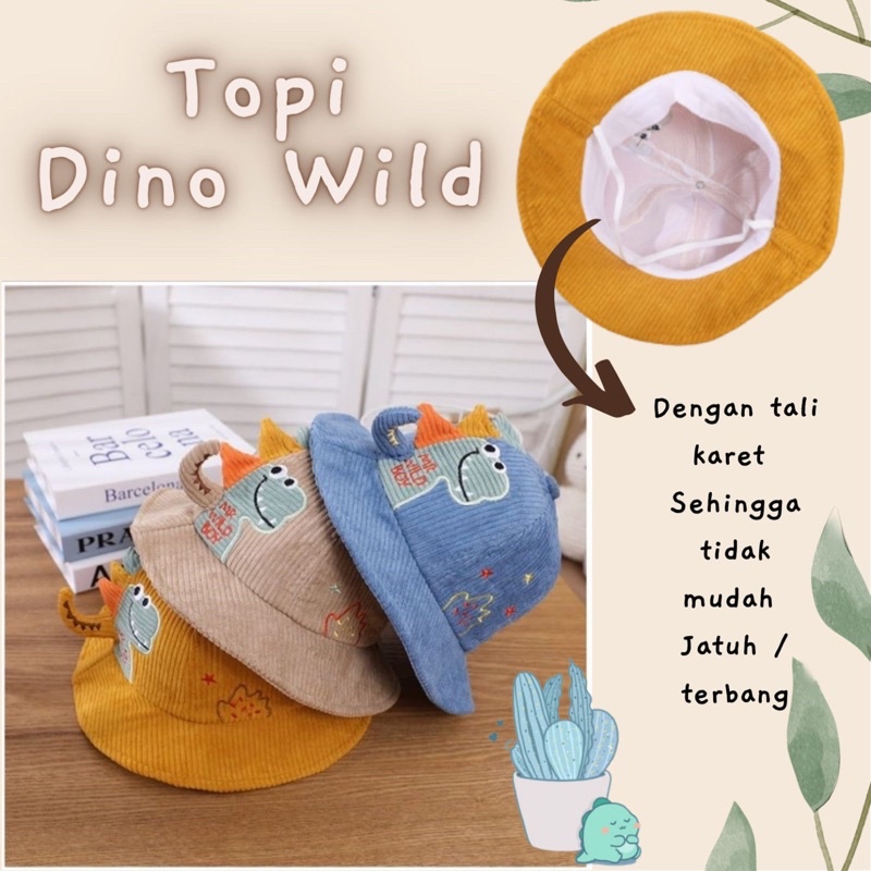 Topi Bucket Dino Wild 6 bln - 4 tahun High Quality Import Bordir Premium VC