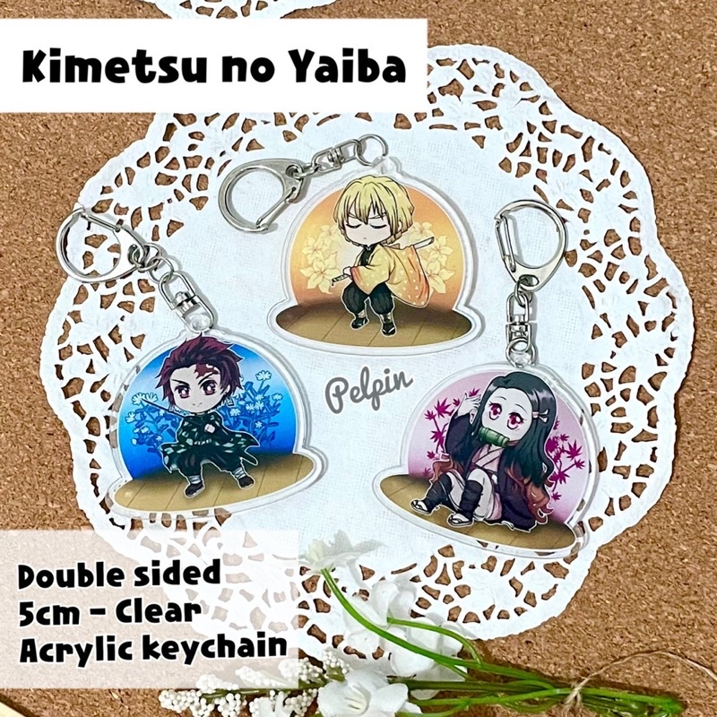Gantungan kunci anime kimetsu no yaiba demon slayer nezuko tanjirou zenitsu keychains anime