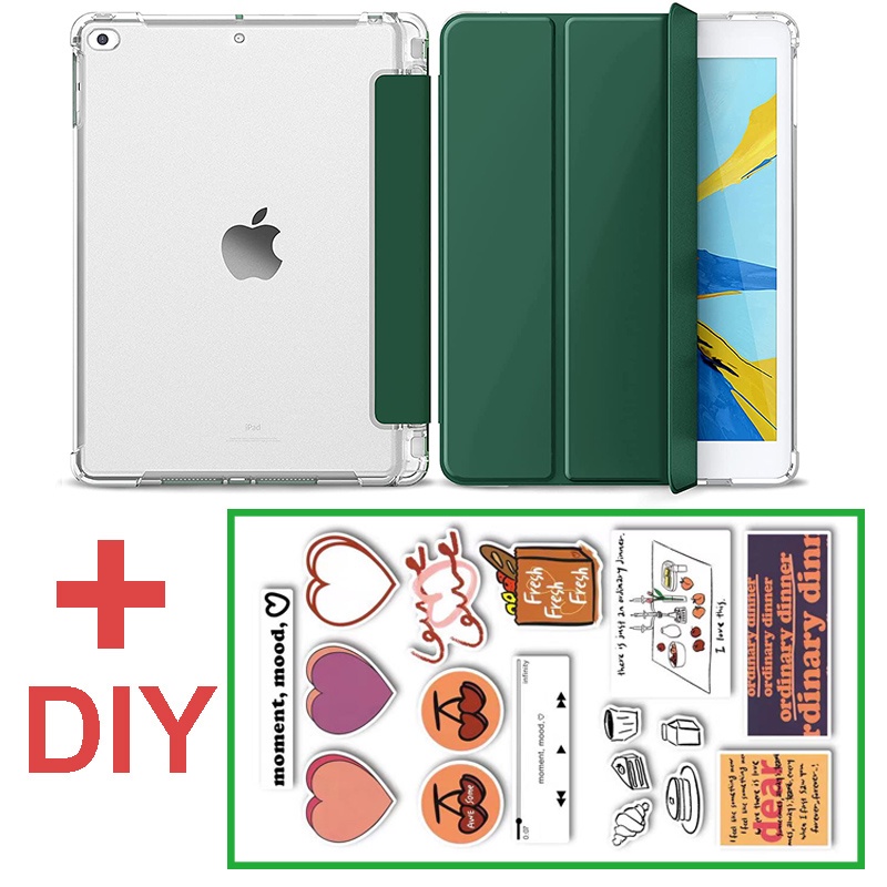 Air 4 iPad Case with Pencil Holder iPad Pro11 (2018) Auto Wake Sleep Magnetic Casing Protective Tablet Holder Case iPad Pro 11 2018 Transparent Smart Folio Cover with Sticker