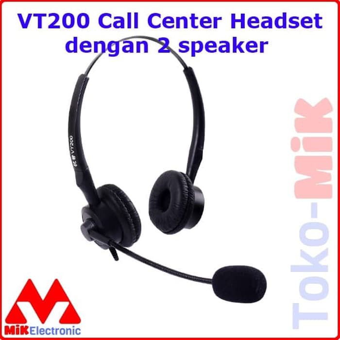 VT200 CALL CENTER HEAD SET HEADSET TELEPON 2 SPEAKER RJ9