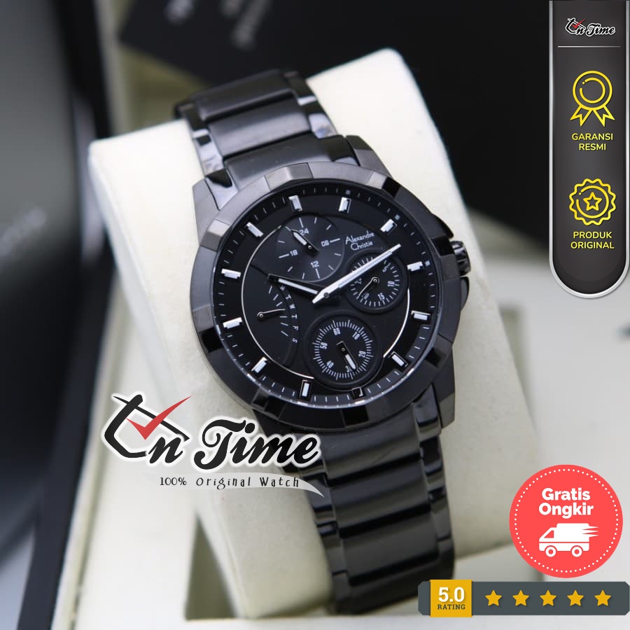 Alexandre Christie Wanita / Alexander AC 2879 BF Full Black Jam Tangan Original