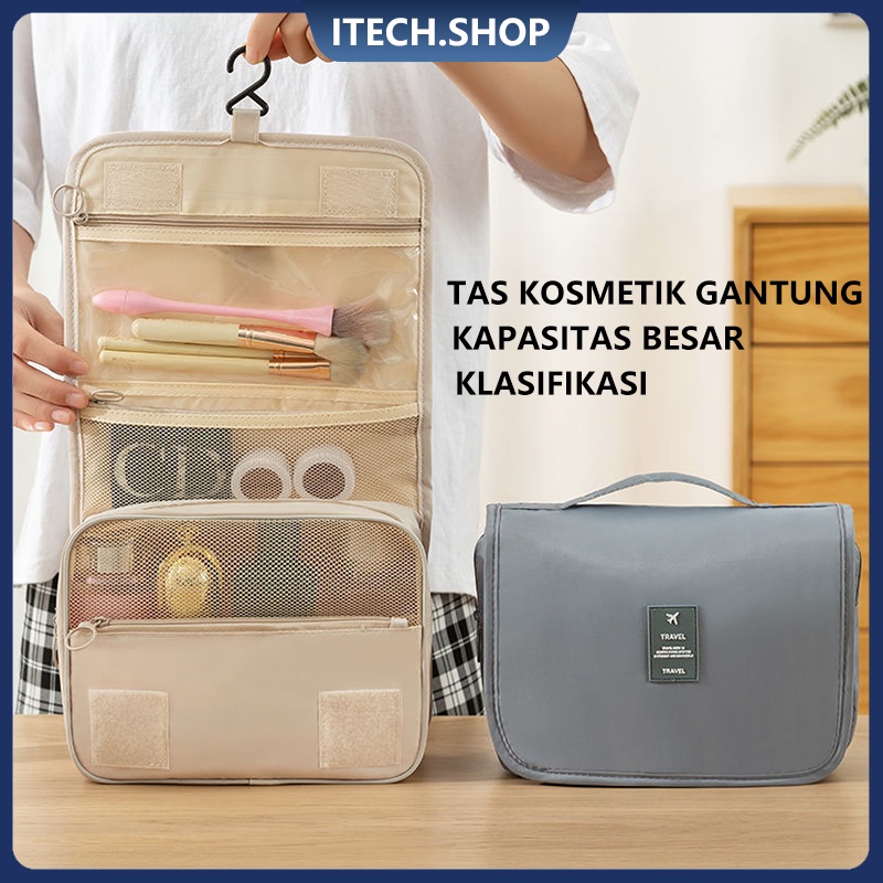 Tas Cuci Kait Tas Penyimpanan Kosmetik Portabel Berkapasitas Besar Multi-fungsi Genggam