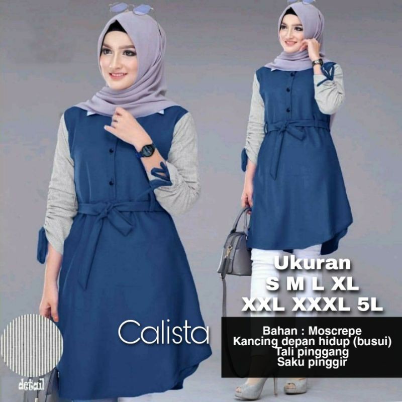 Calista Tunik Big Size Ukuran Size S M L XL 2XL 3XL 4XL XXL XXXL  XXXXL 2L 3L 4L 5L  Tunik Wanita Jumbo Big Size Over Size