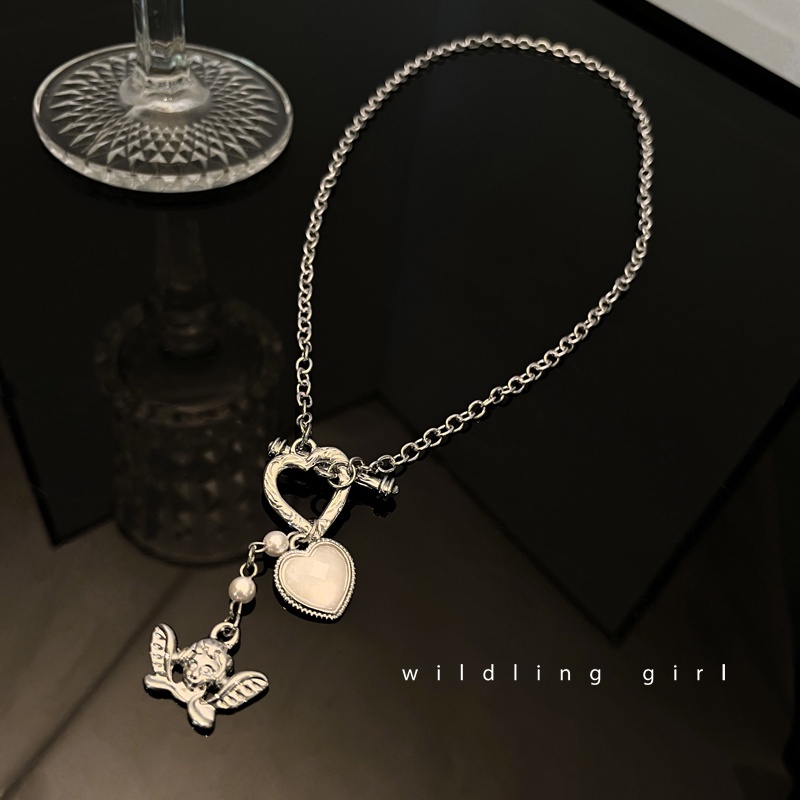 Angel Love Pendant Necklace Accessories Trendy Hip Hop Clavicle Chain Korea Temperament