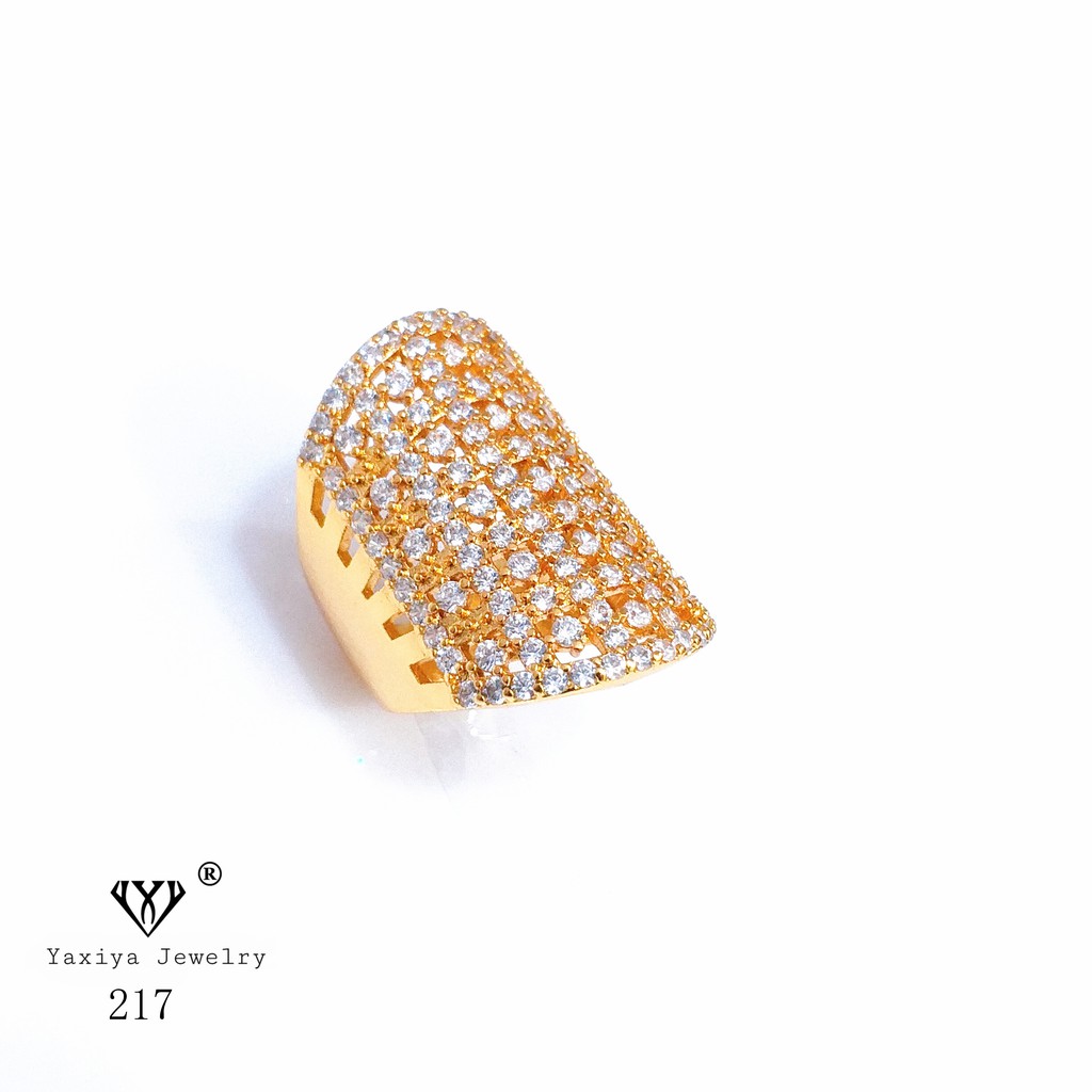 

Cincin Berlian Full Mata Zircon Perhiasan Lapis Emas 18K Yaxiya Jewelry 217