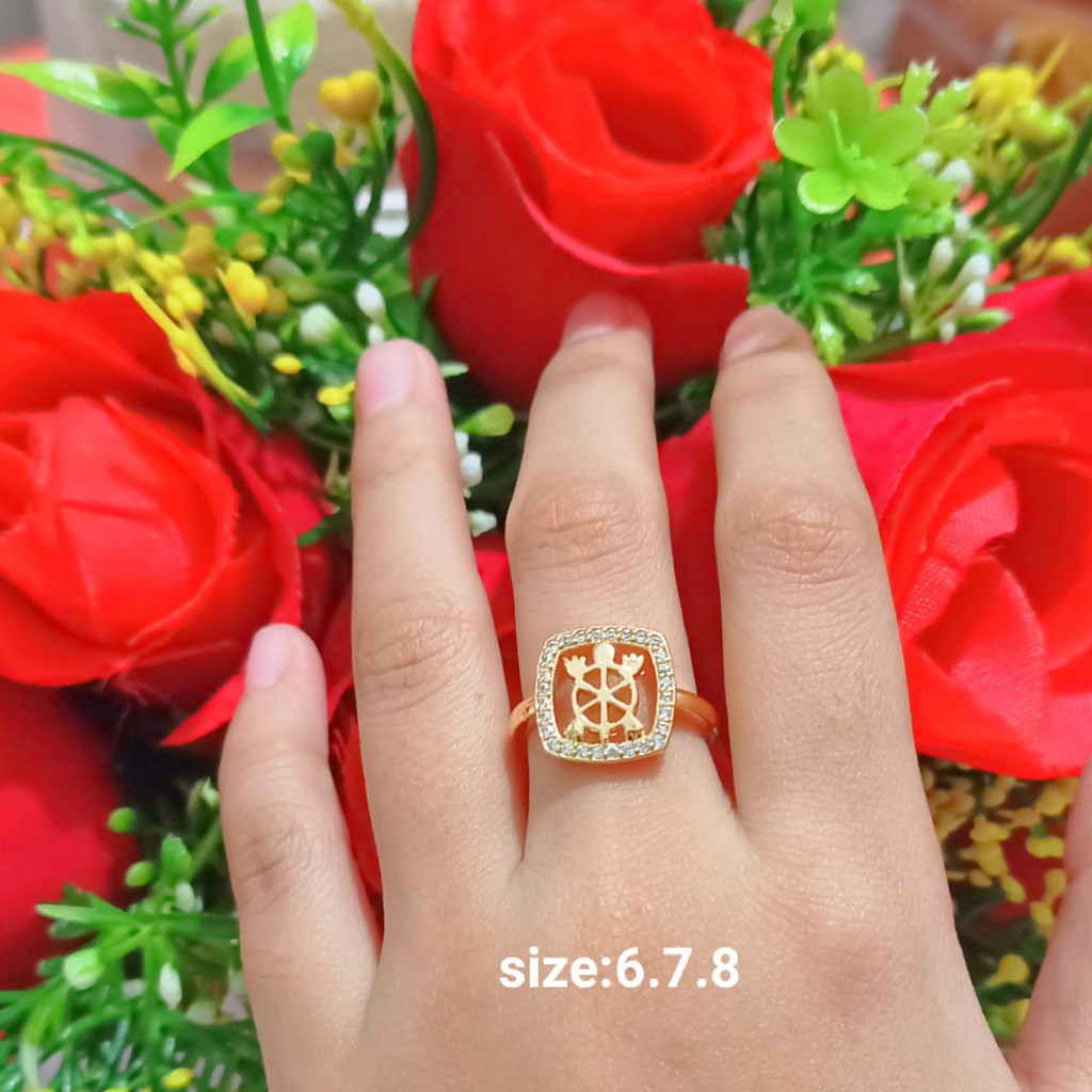 Cincin Dewasa Permata perhiasan wanita Gold (COD)