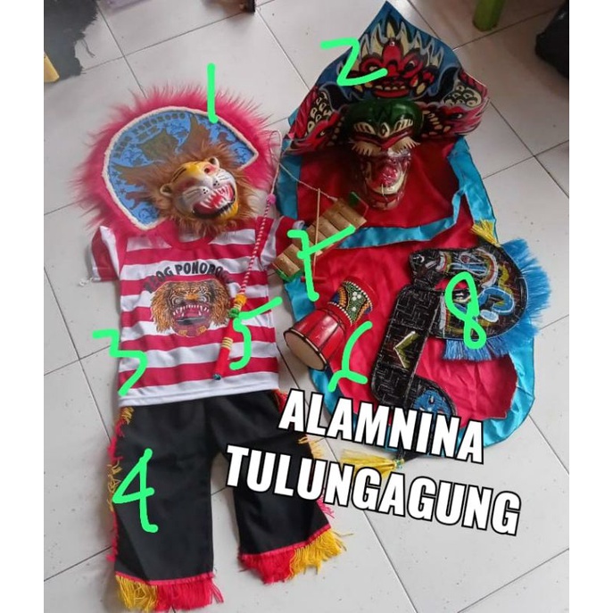 setelan kuda lumping kaos reog Ponorogo topeng harimau jimbe nongning