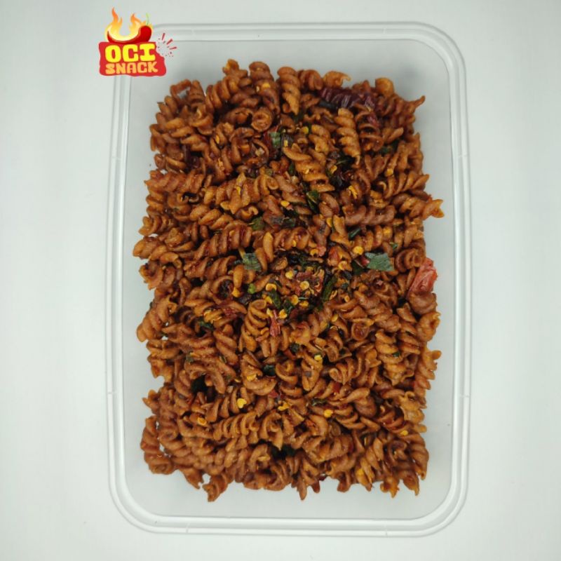 

Makaroni Spiral Renyah Gurih / Kerupuk Seblak Kering / Cemilan Keripik Pedas Daun Jeruk