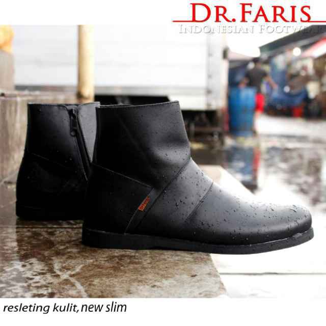 Dr.Faris Zipper Original , sepatu santai pria , sepatu boots zipper , boots murah, sepatu pria