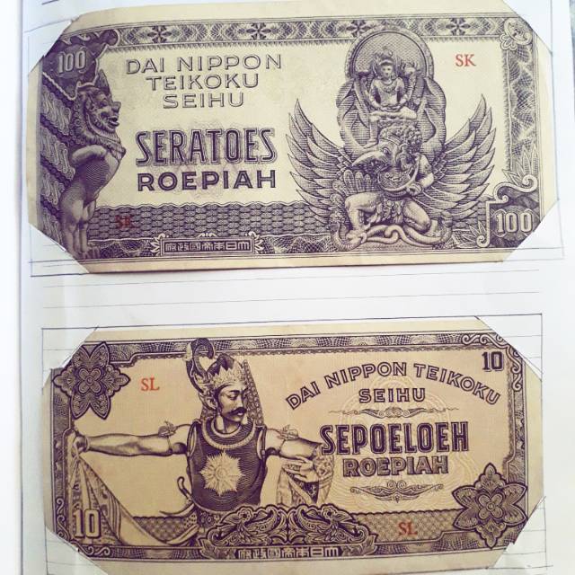 Uang Kuno Uang Lama Dai Nippon Teikoku Seihu 1, 10, 100 Rupiah