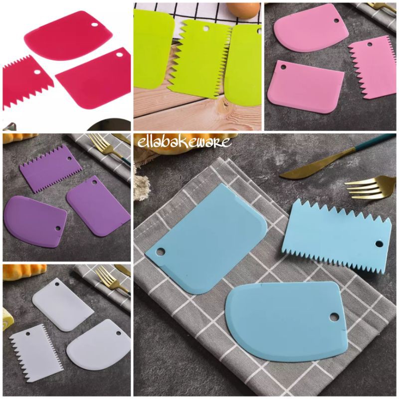 Scraper Set isi 3 Pemotong adonan dough kue