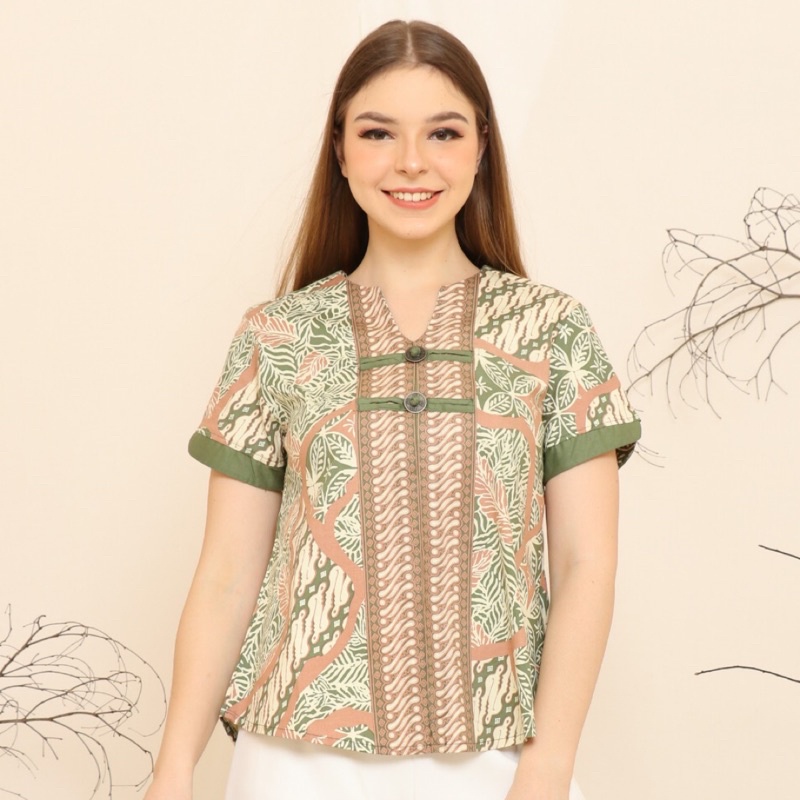 Atasan Batik 208 UBI/ Blouse Batik Wanita Modern