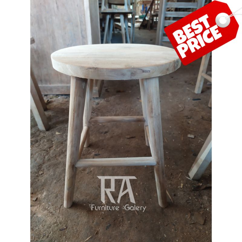 KURSI STOOL BUNDAR KAYU JATI GRADE A