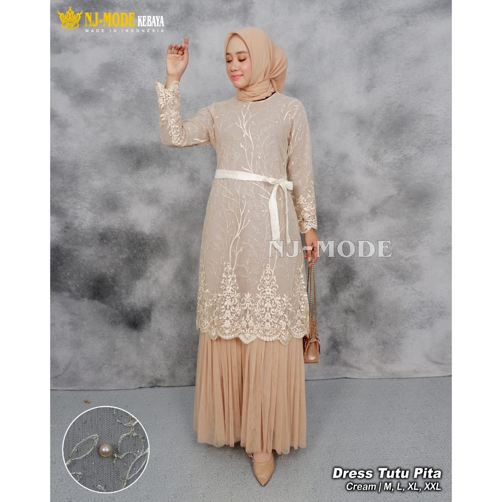 PROMO LONG GAMIS TUTU TULLE MUTIARA BORDIR / GAMIS PESTA