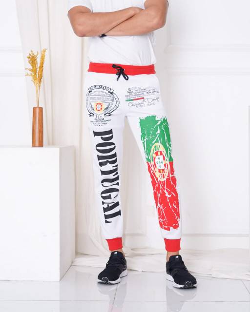 TOTOTAshop.Celana Jogger PORTUGAL.Bahan fleece tebal.motif sablon.