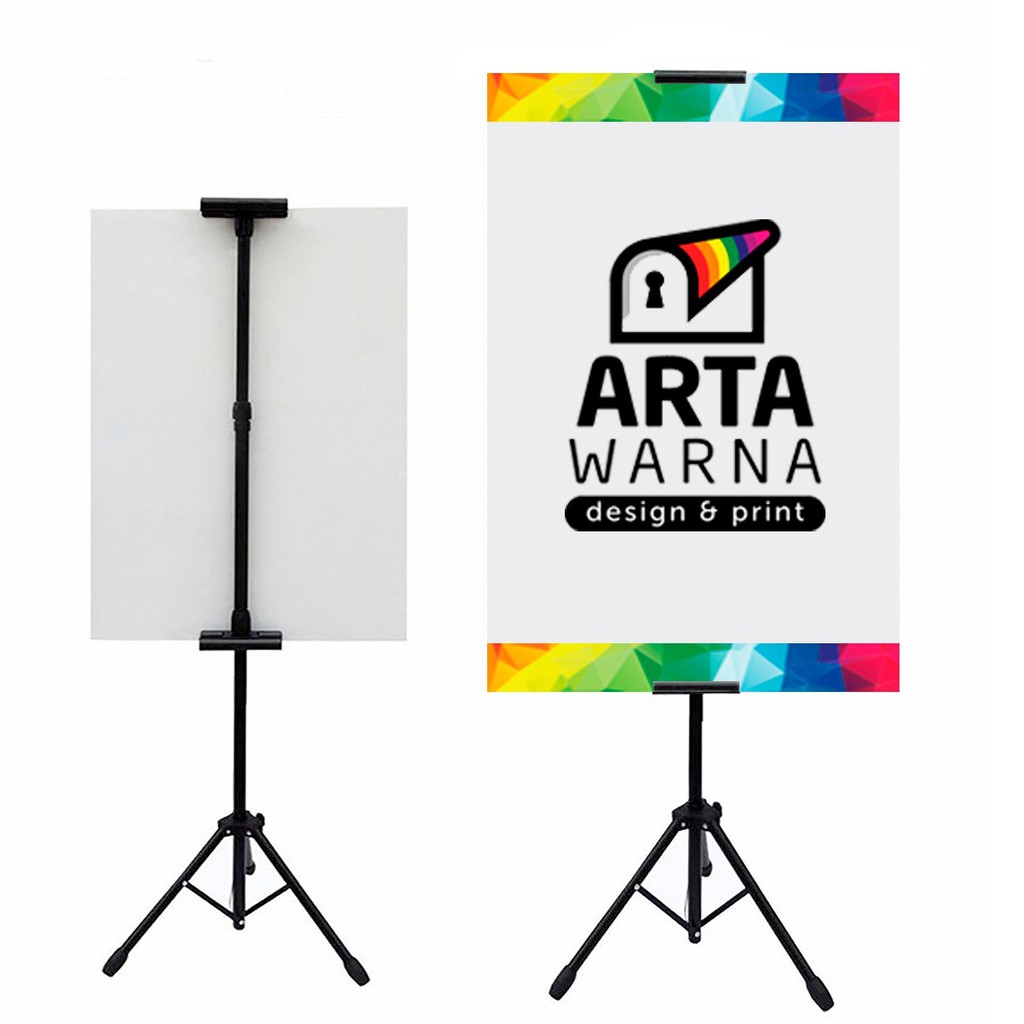 Tripod Banner Stand 2 Sisi Warna Hitam Tanpa Banner / Cetak SIAP KIRIM