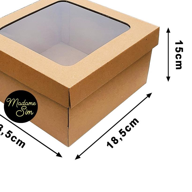 

☊ KOTAK KUE - CAKE BOX - DUS BOLU 18 x 18 x 15 CM - JENDELA (ISI : 10 PCS) ☉