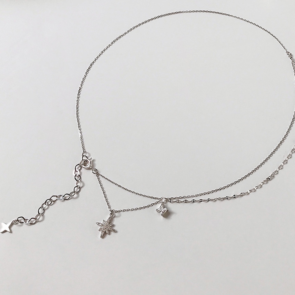 Kalung Desain Hexagram Aksen Berlian