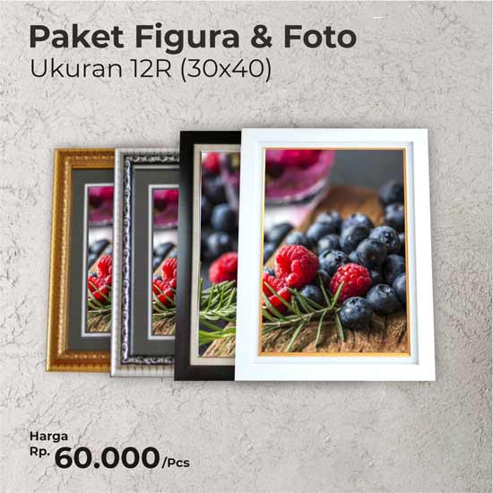 Paket Pigura/Figura/Bingkai/Frame & Cetak Foto 12R