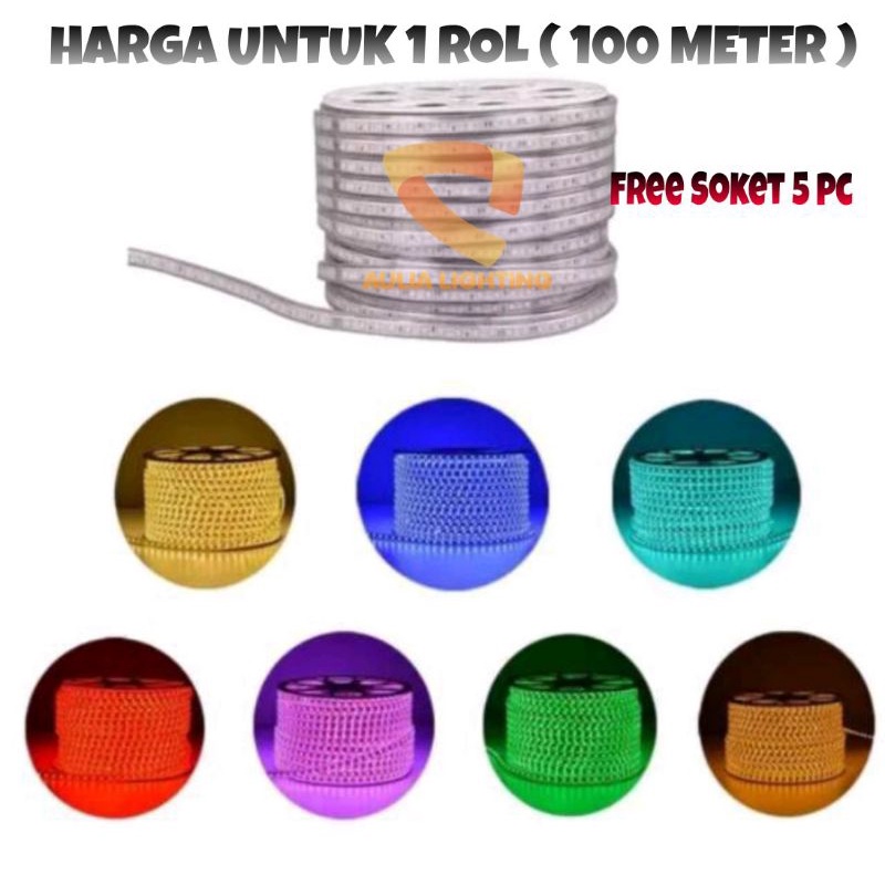 PAKET LAMPU LED SELANG KOTAK SMD 5050 100M 100METER 100 METER HIAS WARNA WARNI PUTIH KUNING MERAH BIRU HIJAU PINK OUTDOOR HIAS PLAFON CEILING KAMAR TIDUR MINIMALIS LED SNI EMICO 220V