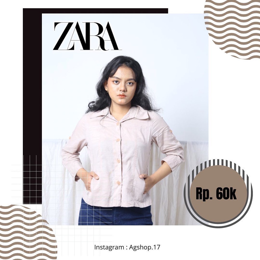 KEMEJA WANITA BRAND ZARA/ TAG/ LABEL BRAND IMPORT ZARA