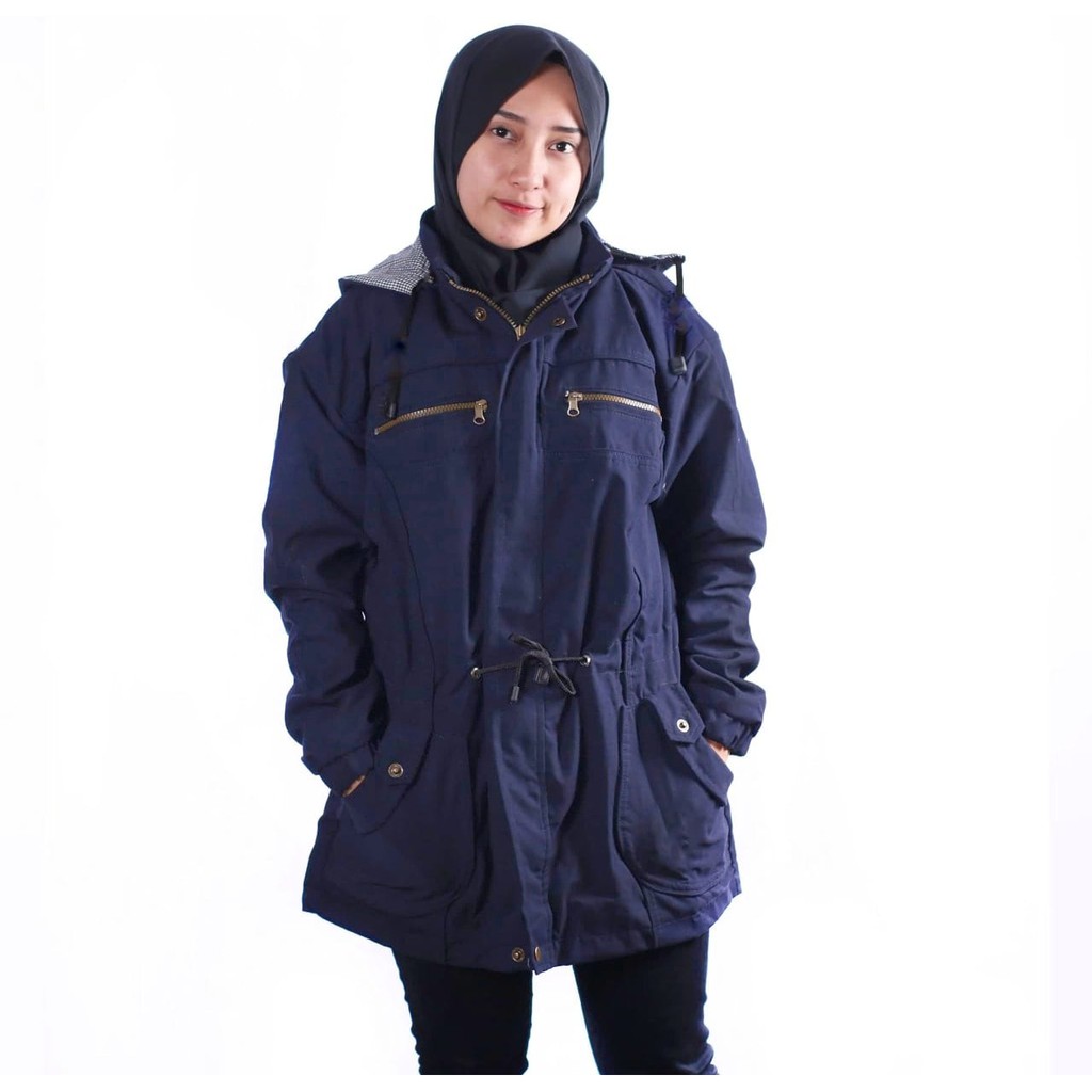 JAKET PARKA WANITA BIG SIZE BAGIAN HOODIE BISA DILEPAS DAN BOLAK BALIK-8