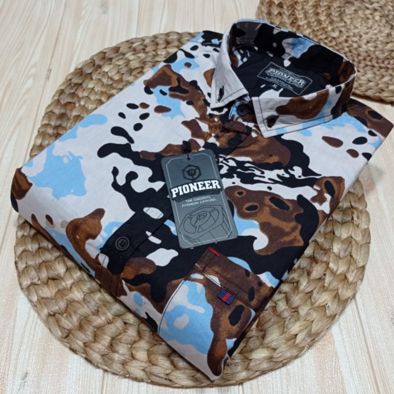 Kemeja Pria Lengan Pendek Motif Emas Gold Oversize V Neck Katun Rosegold K0H3 Lembut Bahan Adem Flan