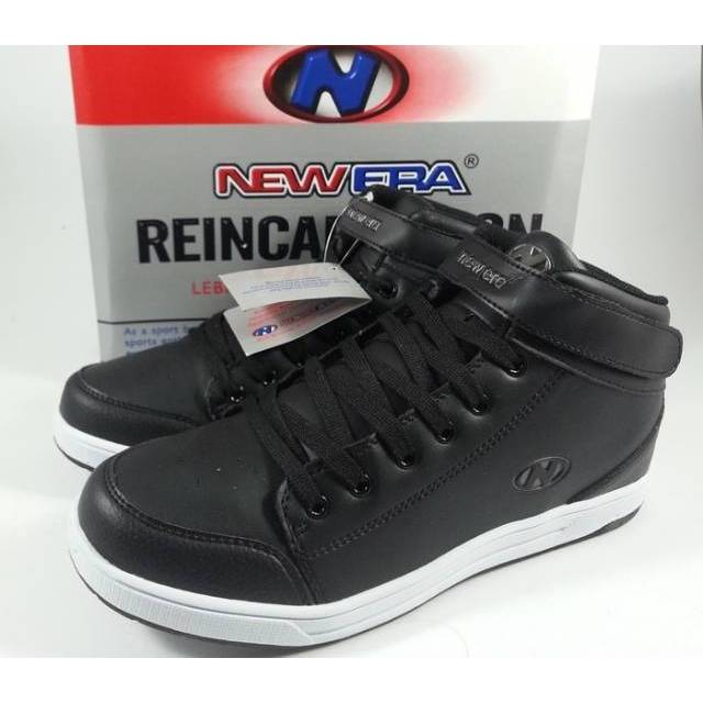 sepatu sekolah new era luxio black/white size 34-43