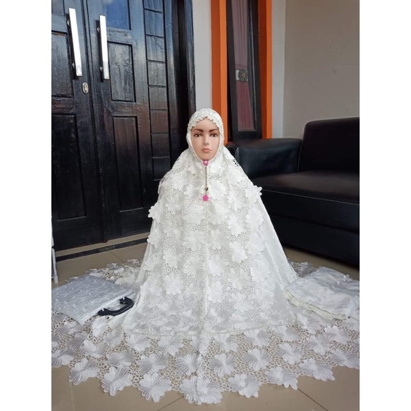 mukena cania putih besar kd full swarovsky sutra (COD)