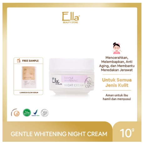 Ella Skincare gentle whitening night cream/cream malam jerawat/cream malam bumil/cream malam busui/c