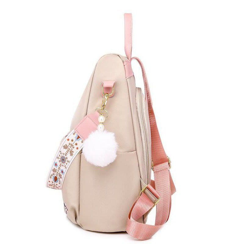 TAS RANSEL LAPTOP WANITA MODERN MOTIF BUNGA GRATIS GANTUNGAN 00001 ANTI AIR IMPORT