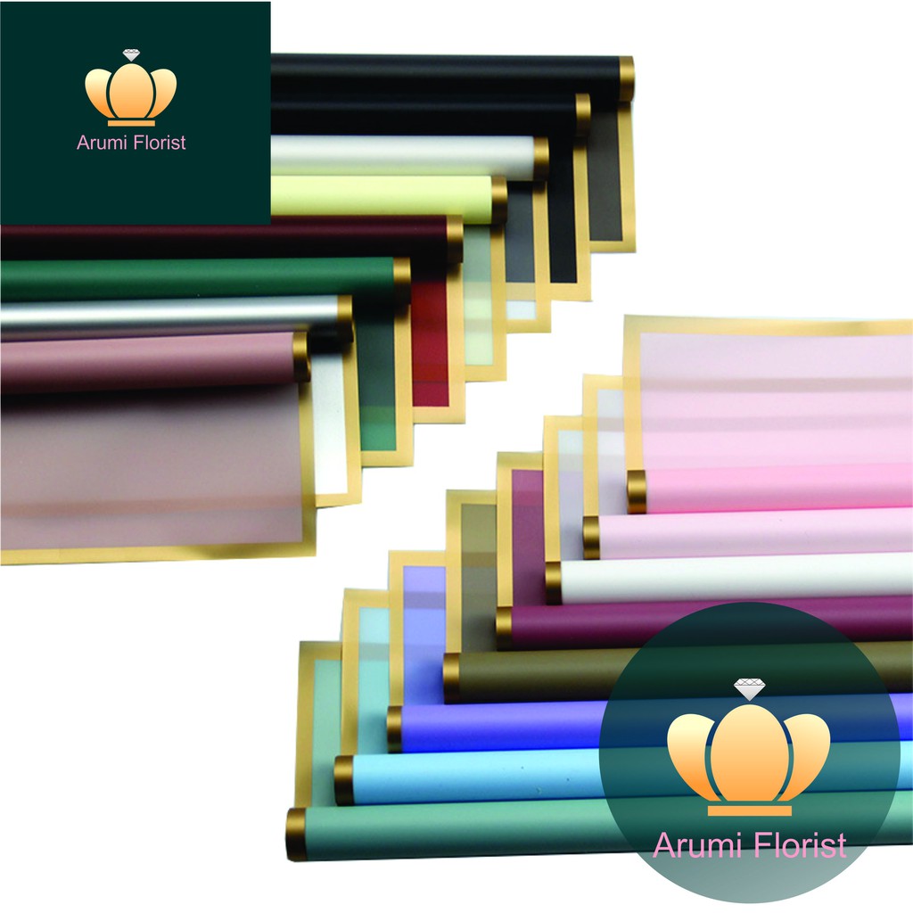 

(1 Pack/ 20 Lbr) Cellophane Frame Solid Gold / kertas wrapping