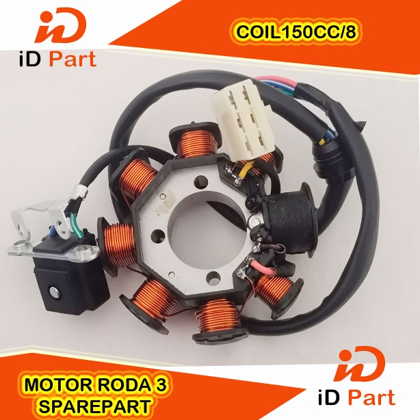 spul - coil - spull- sepul CG150CC/8 pole -pulser stator - sparepart motor roda tiga (1a)