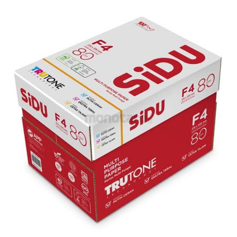 

kertas HVS SiDu Sinar Dunia F4 80 gr 1 box 5 Rim SiDU Kertas Fotocopy 80 GSM F4 1 Boks 5 Rim