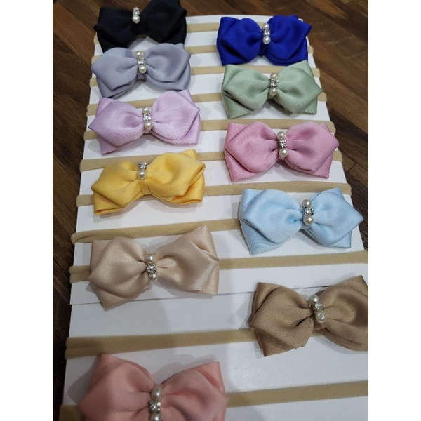 (Pimenova) bandana bayi pita mutiara baby nylon headband bando bayi bando anak pita