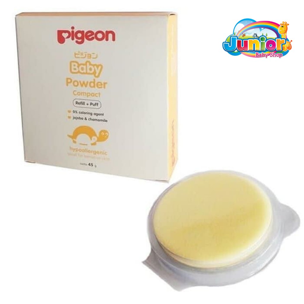 Pigeon Baby Powder Cake 45 gr Chamomile - Compact &amp; refill + puff