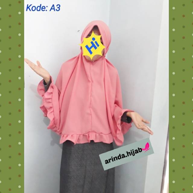 Kerudung / Khimar / Hijab Instan bahan wollycrepe warna salem