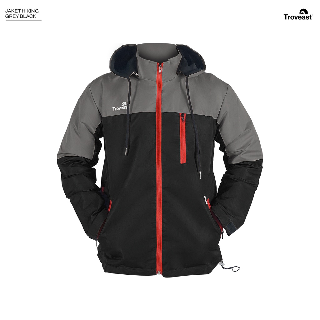 Troveast Jaket Parasut Original Waterproof Hiking Series-Grey Black L
