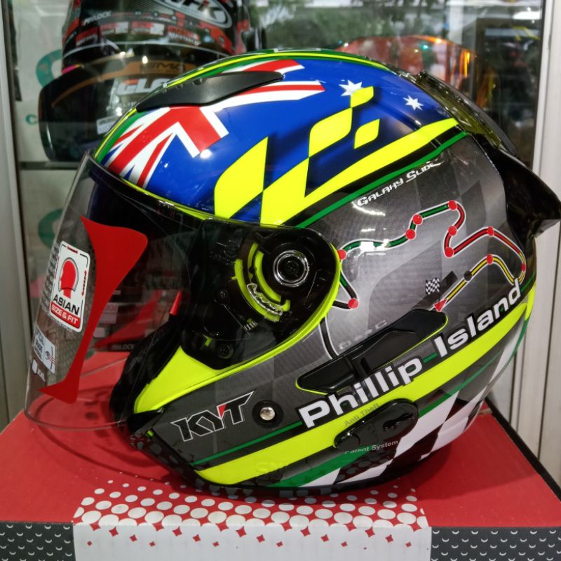 Helm KYT GALAXY Flat R BLACK DOFF & Motif Corak-Philip island
