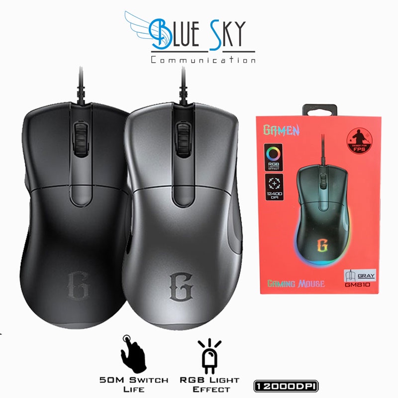 MOUSE GAMING GAMEN GM810 12000DPI BRAIDED WIRE RGB &amp; MACRO DEFINE OPTICAL