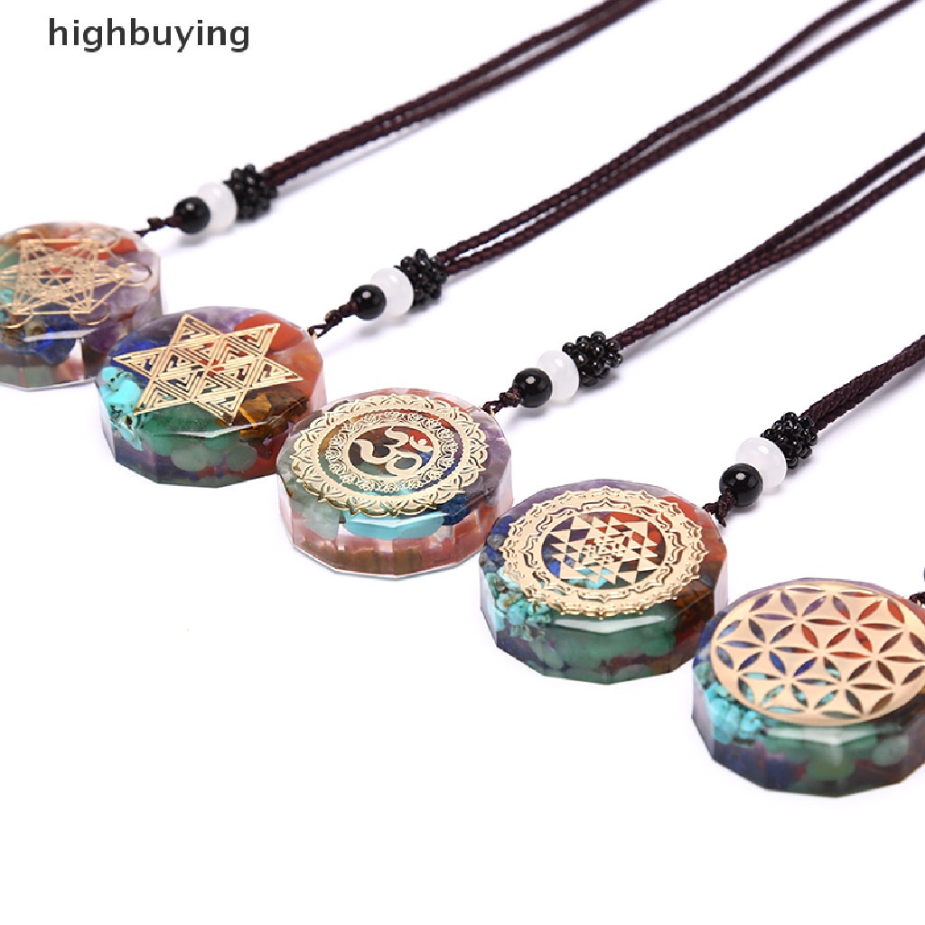 Hbid Kalung Liontin Batu Chakra Om Orgonit Untuk Meditasi Energi Penyembuhan Handmade