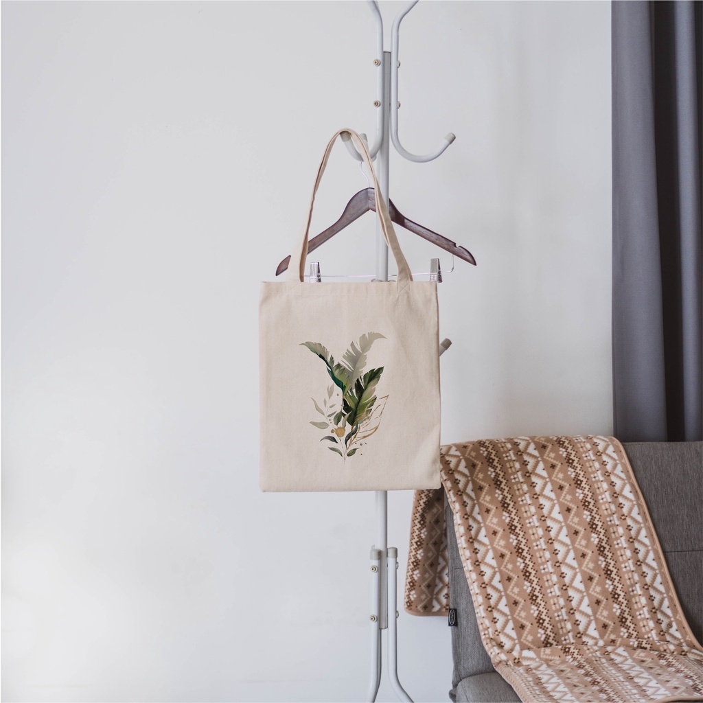 Sevine Tote Bag Kanvas Tas Fashion Totebag Wanita DTF Printing Tropical Aesthetic Series - KTF9