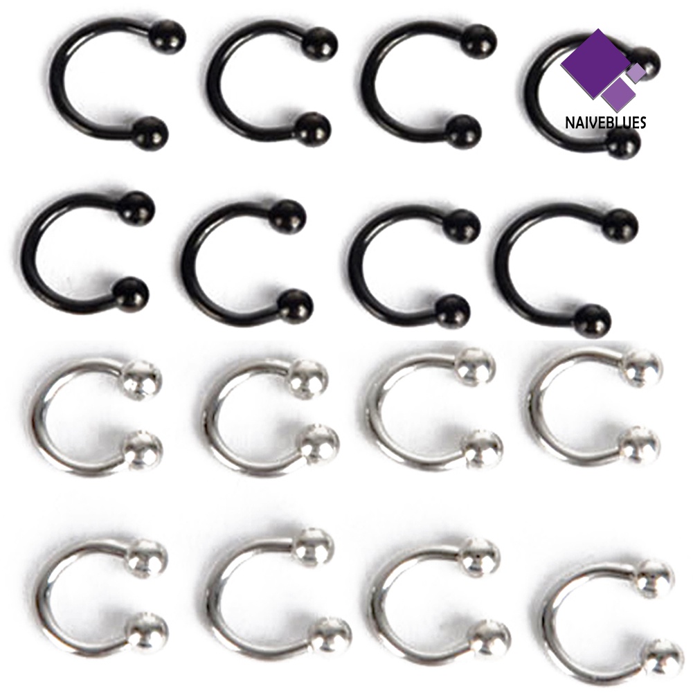 10 Pcs Cincin Tindik Bahan Stainless Steel Untuk Bibir Hidung Septum Telinga