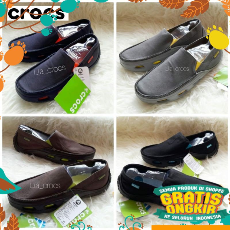 Putih Cream Mustard Silver Grey Abu PinkHitam Putih / Crocs tideline sport canvas Man /crocs pria be