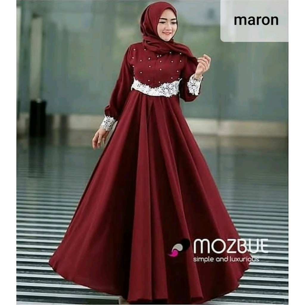 Pajera Dress muslim/Fashion Muslim/Busui/Motif Renda+mutiara /Bisa Cod-0
