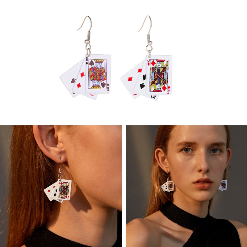 SIY  Poker Earrings Cool Personality Generous Earrings Cold Wind Net Red Accessories