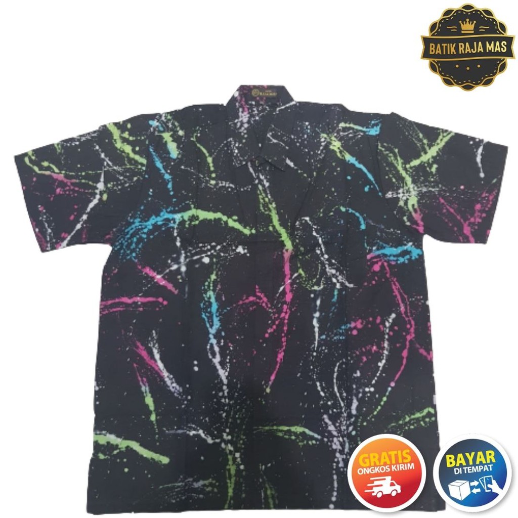 Baju Kemeja Atasan Pria Lengan Pendek Motif Abstrak Bahan Katun Halus Model Kasual Rayon Viscose Toy