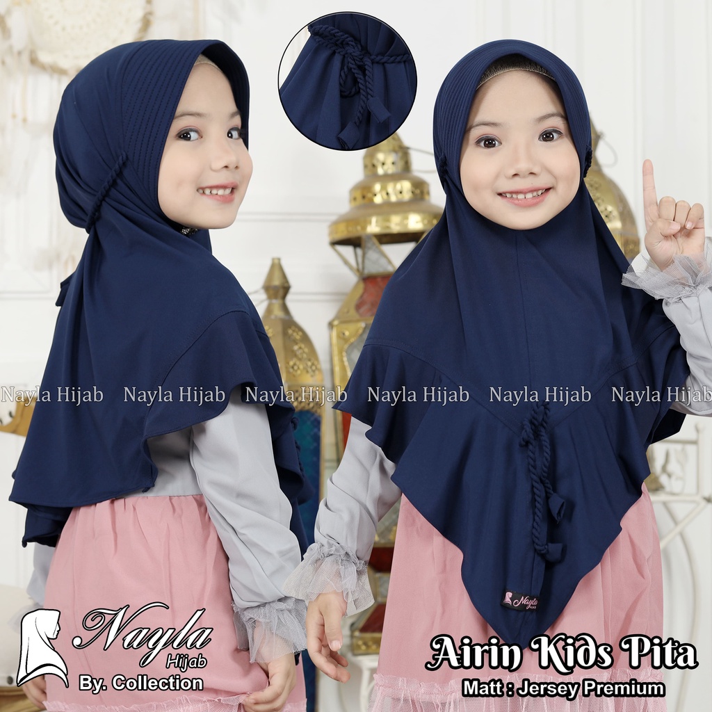 Kerudung Anak Tali Kepang AIRIN KIDS PITA Hijab Instan Anak Jersey Airis Terbaru Nayla Hija'b